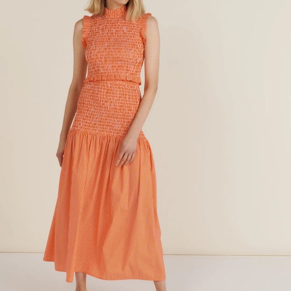 NWT Maria De La Orden Set - Long Owl Skirt & Margo Top Orange Stripes XS